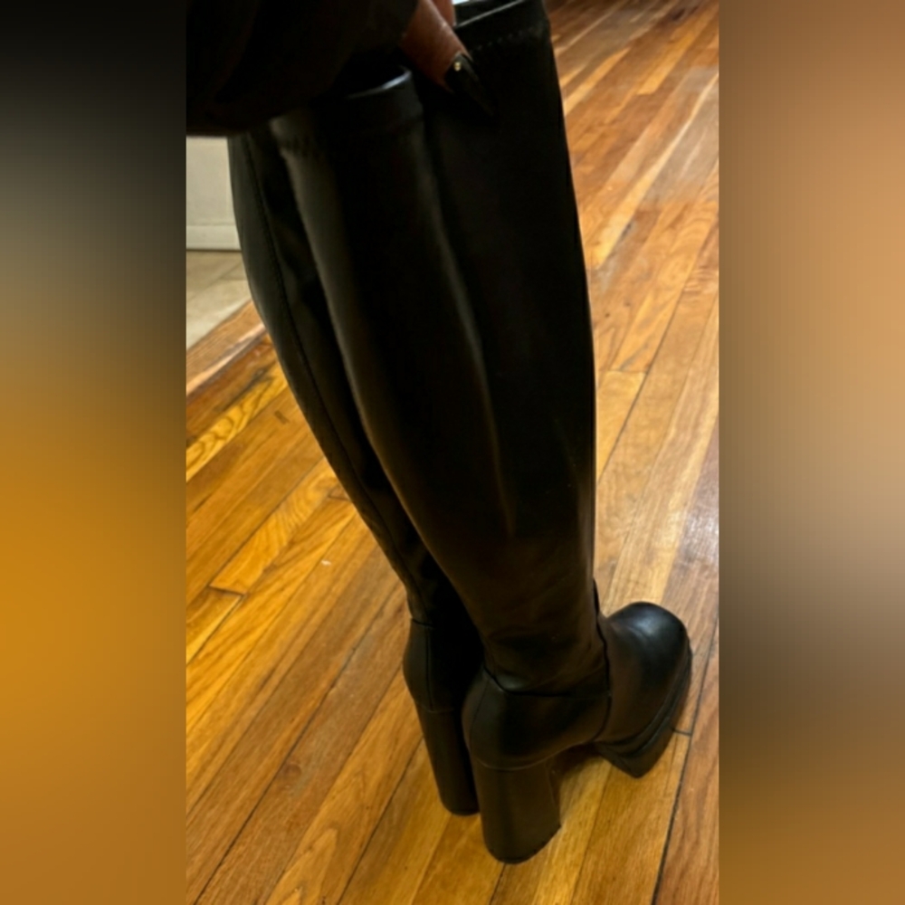 AZALEA WANG Chunky Platform Black Heeled Boots Tiktok Famous LNC With Box - Picture 10 of 12